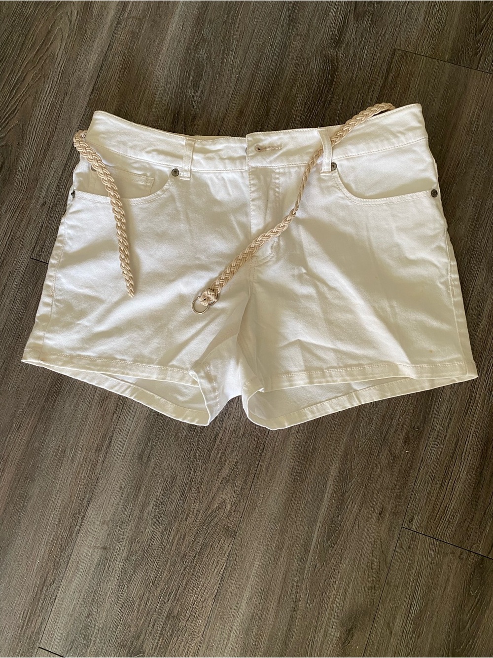 Faded Glory Quality Denim Cotton Shorts with Braided Belt